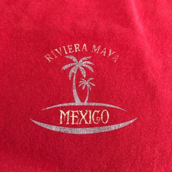 Vintage Y2K Riviera Maya Mexico Maroon Short Sleeve T Shirt Size XL Caribbean - Picture 4 of 8